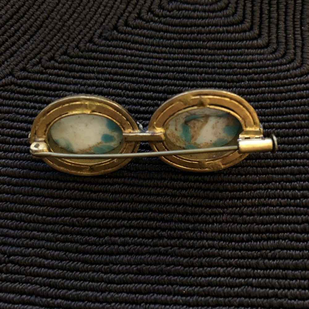 Vintage Turquoise and Gold Fleck Vintage brooch - Picture 2 of 2
